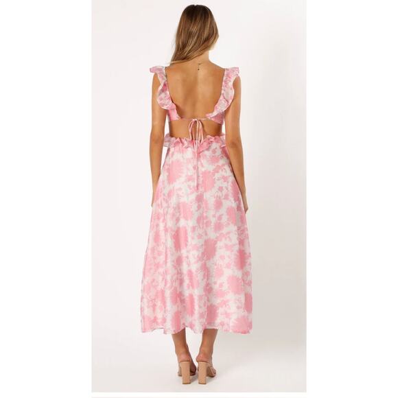 Petal & Pup Rori Pink Floral Ruffle Maxi Dress Size M - Picture 14 of 15